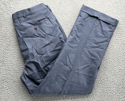$100 New Lands' End Men's Traditional Fit PLT Wool Dress Pants Blue 35x29