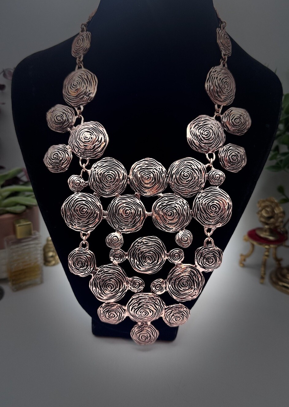 Gorgeous Statement Bib Style Copper Necklace- Wid… - image 9