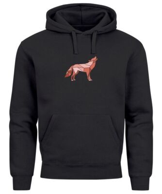Hoodie Herren Wolf Polygon Tiere Print Aufdruck Geometrie Kapuzen-Pullover
