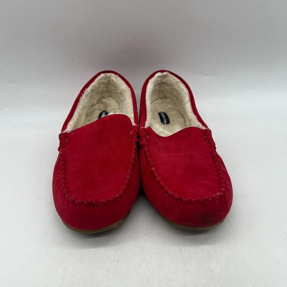 Lands' End Womens Red Suede Slip On Comfort Moccasin Slippers Size 11 D - Image 3 of 4