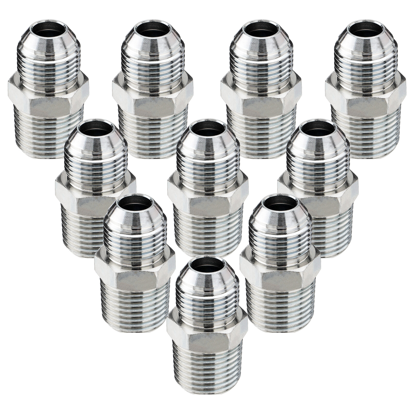 10 Pack New Hydraulic Hose Adapter Fittings: 1/2" JIC 37° Male x 1/2" NPT Male