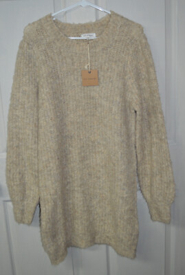 Blu Pepper Womens Curacao Sweater Dress Khaki Small NWT