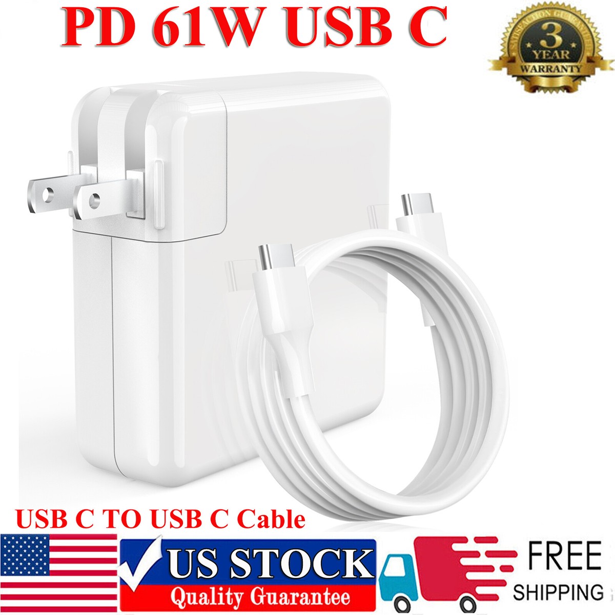 61W USB C Type C Adapter Charger For MacBook Pro 13'' A1708 2016