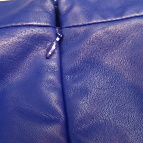 ELIE Tahari 100% Lamb Leather Skirt Size 4 cobalt blue soft - Picture 13 of 18