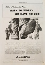 1943 Alemite lubricants equipment motor oil Vintage Ad walk to work