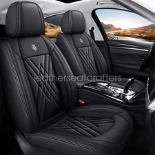 Leather Seat Cover Full Set Front Rear 5-Seat Protector For Ford F150 Crew Cab