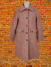 Womens Orla Kiely Size 2 Pink 1005 Wool Coat Jacket Overcoat Lined Button Up Vgc