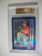 MIKE LEAKE 2010 Bowman Chrome Draft Blue Refractor #19 BGS GEM MINT 9.5 RC Reds