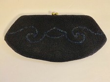 WALBORG Blue Beaded purse clutch handmade in Belgium MISSING BEADS SEE ALL PICS