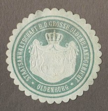 Siegelmarke STAATSANWALTSCHAFT B. D. GROSSH. OLDENB. LANDGERICHT OLDENBURG