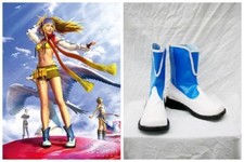 Final Fantasy 10 X-2 Rikku Blue White Cosplay Costume Boots Boot Shoes Shoe