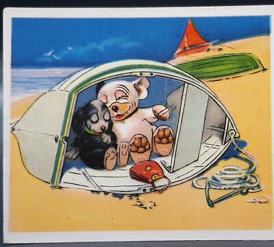 Rare Antique Cigarette Card Bonzo Dog Anthropomorphic Cartoon Terrier Dating