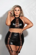 Seven Til Midnight Women Lamé Bra Top ONLYHalter Neck Grommet Lace-up front S