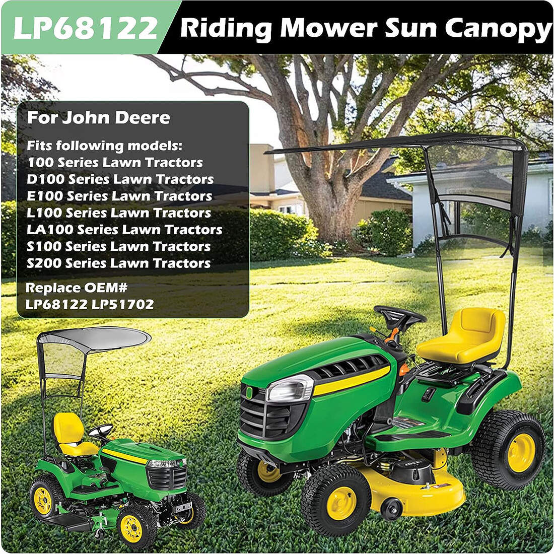 Riding Mower Sun Canopy LP68122 for John Deere 100/S200 Lawn