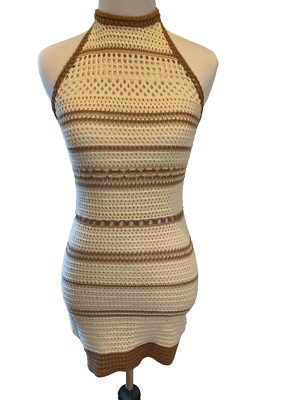 New 12th Tribe Dress Size S Brown Cream Sundress Halter Beach | eBay