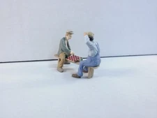 Arttista #1461 - Checker Players on Bench - O Scale Figures - Model Trains - NEW
