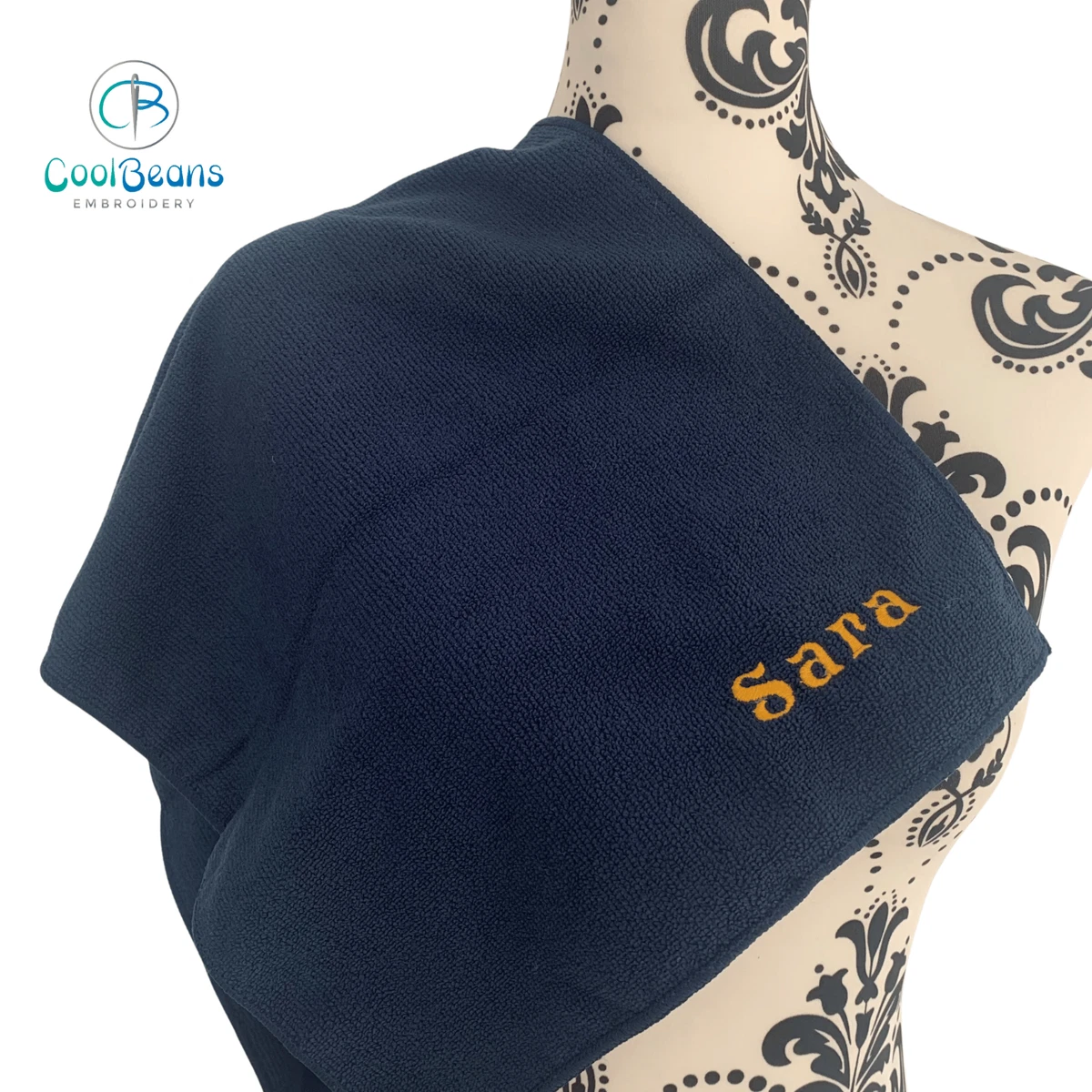 PERSONALISED MICROFIBRE TOWEL NAME INITIALS ON BOTTOM CORNER