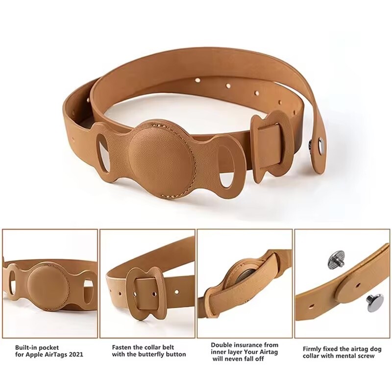 Hundehalsband für Apple Airtag Hunde Katzenhalsband Hülle Leder