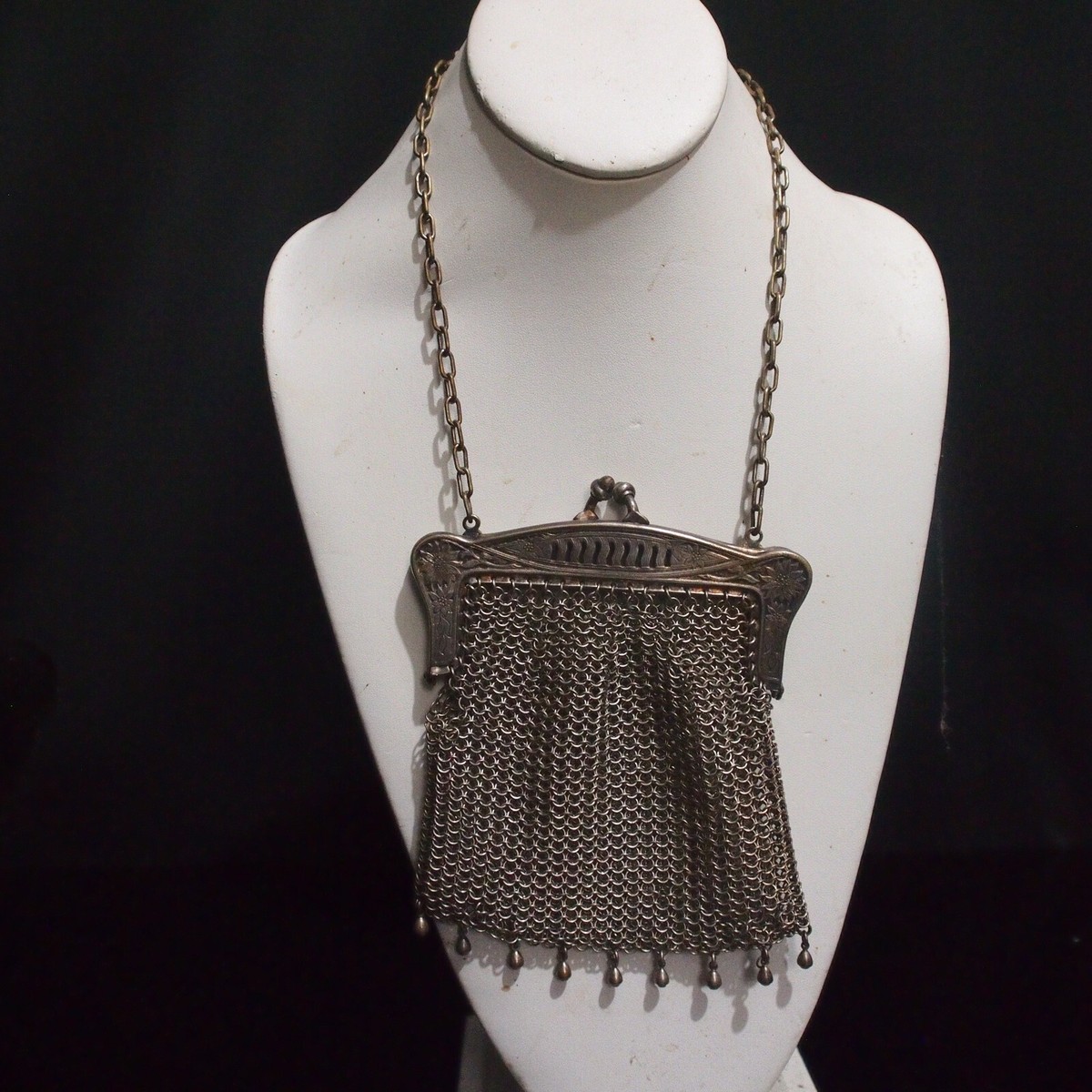 Antique Art Nouveau 1920s Silver Chain Mail Coin Purse OZ