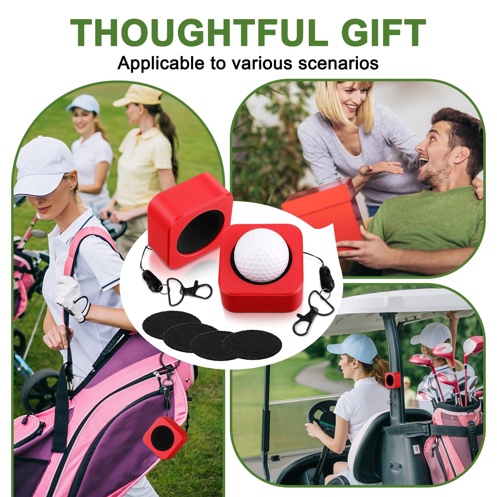 2pcs Portable Golf Ball Cleaner W/ Magnetic Clip W/ 4pcs Replaceable Cloth Gift