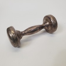 Vintage Webster Sterling Silver Baby Rattle 26.2g Dumbbell Barbell Toy