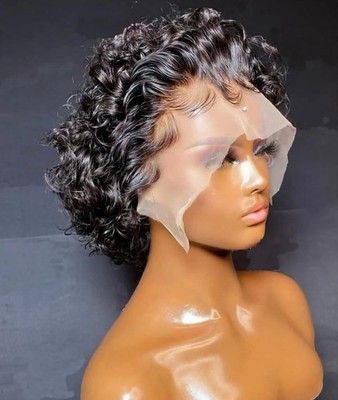 INSTASTYLE Short Curly Pixie Cut Lace Front Wigs 6 inch, 13X1 Human Hair HD Lace