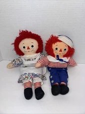 Raggedy Ann And Andy 12" Rag Doll Vintage Hasbro Knickerbocker Softies Plush Toy