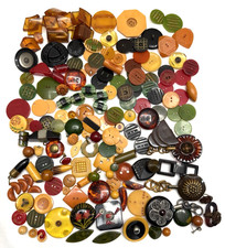 Vintage Lot of 165 DAMAGED BAKELITE Buttons, Jewelry & Coat Clasps (Y1)
