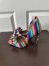 Betsey Johnson Prince-P Colorful Strip Bow Pumps Size 6