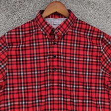 Collars  Co Dress Collar Polo Shirt Mens Medium Red Black Plaid Performance