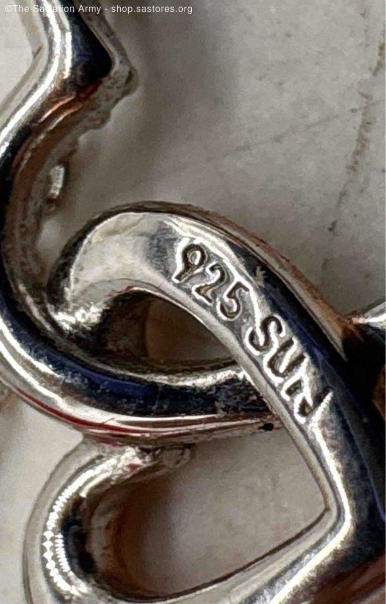 925 Sterling Silver Interlocking Heart Pendant Ne… - image 8