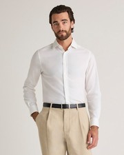 Quince Men Organic Cotton Stretch Twill Dress Shirt White L