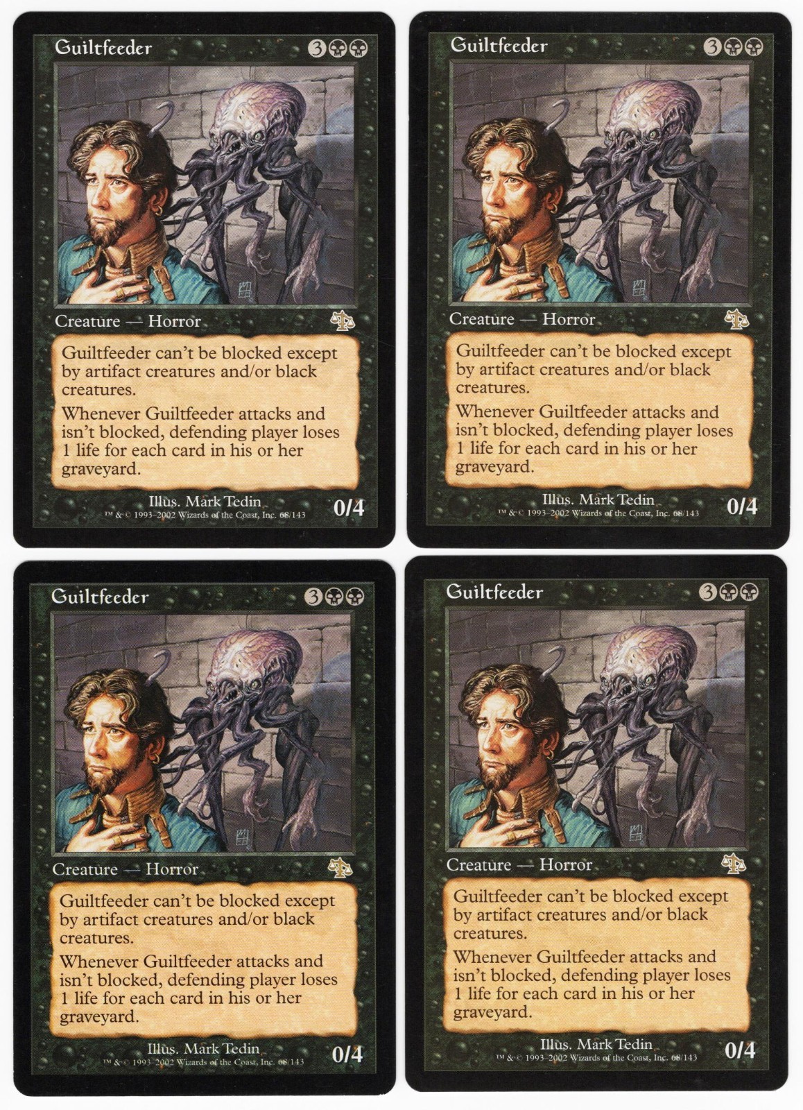 Guiltfeeder x4 4x 2002 Judgment #68 PLAYSET Black Rare Creature MTG NM AZ1