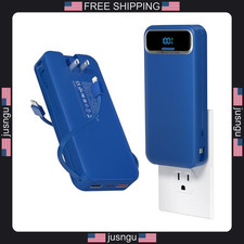 Portable Charger 20000mAh with Built-in Cables and AC Wall Plug, Navy