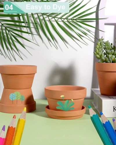 3.7 Inch Terracotta Shallow Succulent Pots - 6 Pack Terra Cotta Clay Pot with - Picture 5 of 7
