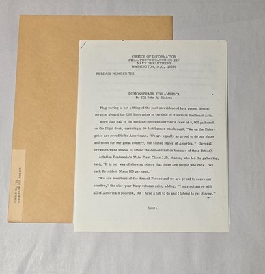 1971 Official U.S. Navy Press Kit USS Enterprise Gulf of Tonkin Demonstration 