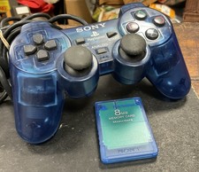 OEM Blue Sony PlayStation 2 PS2 DualShock 2 Controller & Memory Card SCPH-10010