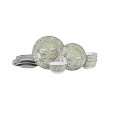 Adelaide Sage Porcelain 12 Pc Dinnerware Set