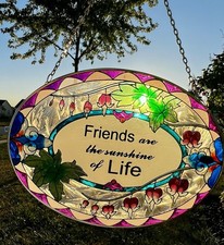 SUN CATCHER Stained Glass Style Window Friends Are The Sunshine Of Life 8 x 6  