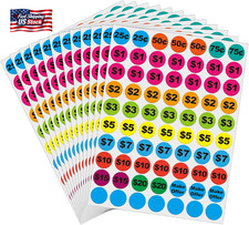 Removable Garage Sale Stickers, 1400 Pcs Yard Sale Price Stickers, 3/4" round Pr