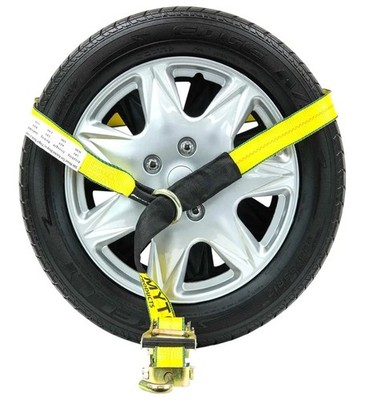 Mytee Products 2'' x10' Lasso Ratchet Strap with J Finger Hook Wheel Net Auto Tow