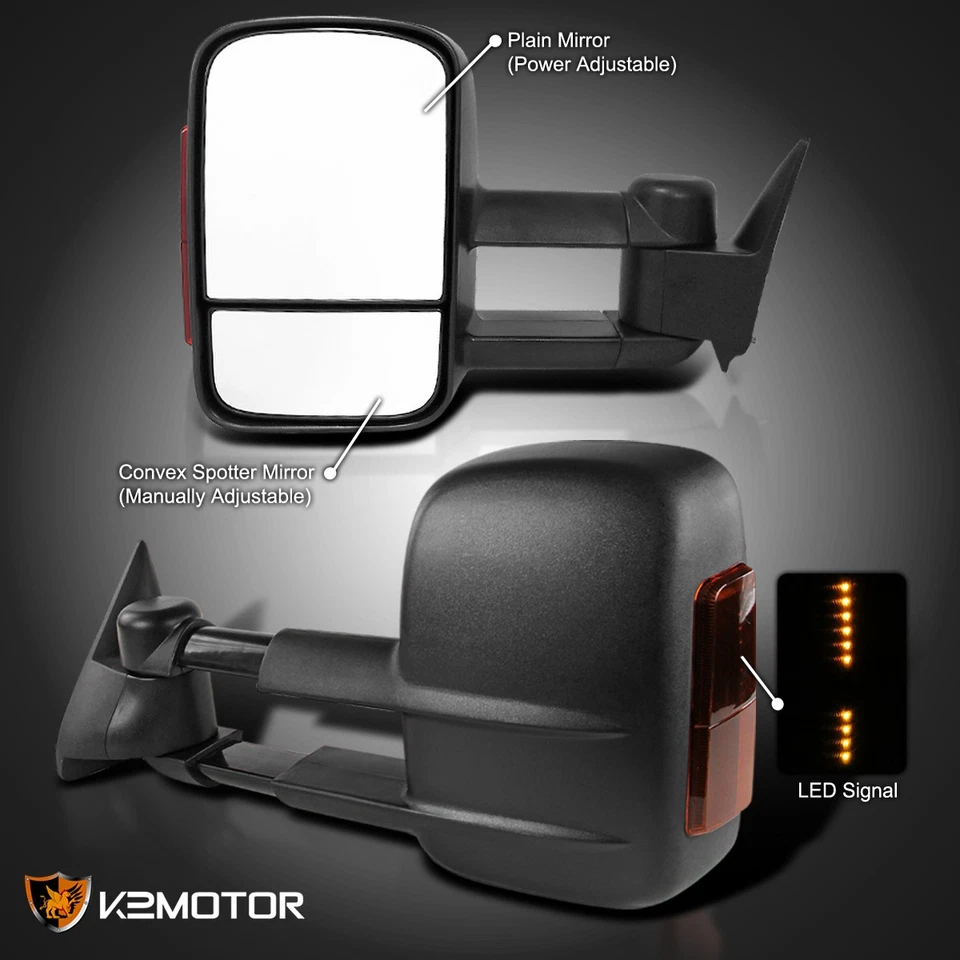 Fits 88-98 Chevy GMC C/K 1500 2500 Power Side Tow Mirrors+LED Signal Left+Right Foto 3 de 4