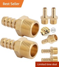 2-Pack Durable Brass Hose Barb Fittings 3/8" x 3/8" NPT for Reliable Connections