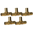 5 Pack XFITTING 1/2" x 1/2" x 1/2" Pex-B Tee, Pex Barb Crimp Tee, Lead Free