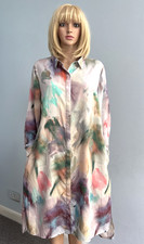 POETRY Multicolour Waterland Print Midi Shirt Dress - Layering Jacket UK18 CH