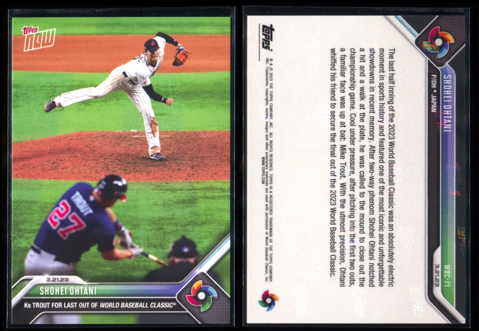 WBC topps now 4枚セット #WBC-71 72 73 WBC優勝記念 #140 大谷翔平 