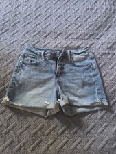 Judy Women's Blue High-Waist Shorts, Size Small, Frayed Hem, Light Wash