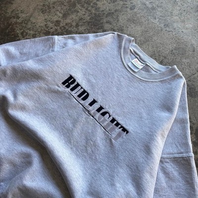 Vintage 90s Bud Light Hanes Red Tag Grey Embroidered Crewneck Sweatshirt Mens XL