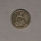 1870 Seated Liberty Half Dime 5C Cents Coin Silver