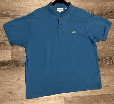 Lacoste Polo Shirt Men's Alligator Logo Short Sleeve Color Bondi Blue Size XL